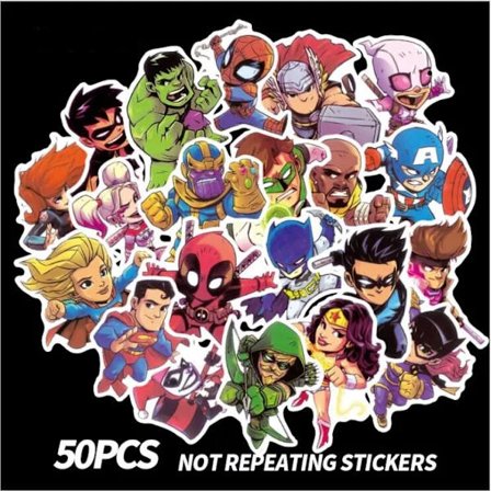 Paket med 50 Marvel Avenger TMNT Superman Hulk Superwoman Superhero Stickers Telefon