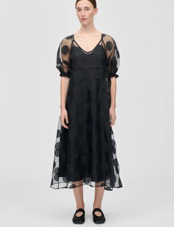 STINE GOYA 2460 Dotted Organza, Puff Sleeve Lo - Black - XS