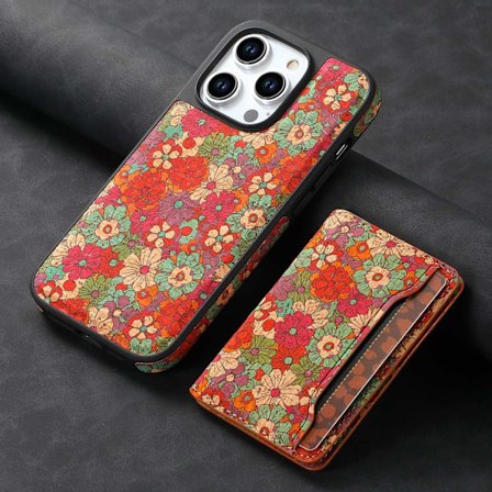 Kotelo iPhone 13 6.1 tuuman punaiselle magneettiselle korkkinahkaiselle korttipidikkeelle irrotettavalla paikalla