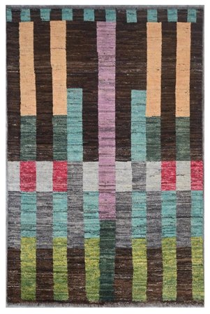 Berber Colourful Rug 118X188 Black/Dark Grey Wool, Afghanistan