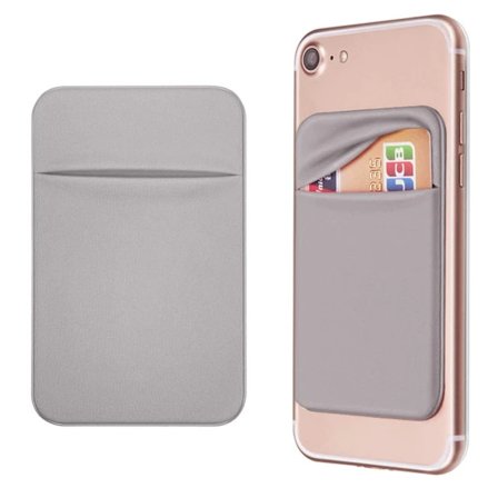 Mobil Lomme Selvklæbende Kortholder Pung Etui med 3M Tape RFID Kort ID Kreditkort Bankkort Holder 2-pak (Grå)