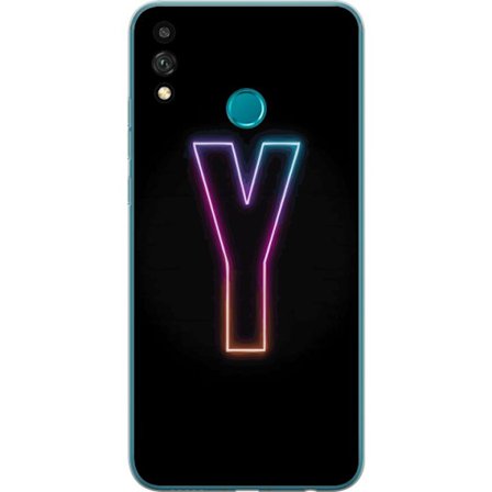 Yhteensopiva Puhelinkuori Honor Honor 9X Lite Minimalistinen neonkirjain Y värinvaihtuvassa valossa mustaa taustaa vasten