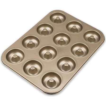 Donutformer, 12 Kopper Gjenbrukbar Karbonstål Muffinsform, Gyllen Bakeware Non-Stick Kakeform, Stekepanne Bakeform for