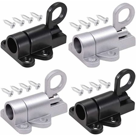 4 stk automatisk dørhasp, bolt dørhasp, dørhasp, fjærdørhasp, med 16 skruer, for vinduer, treddører, skapdører (svart og