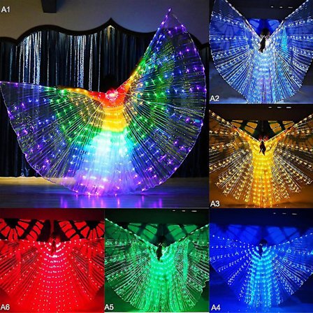 LED Bugnende Dans Party Kvinder Butterfly Isis Ving Prop Sticks