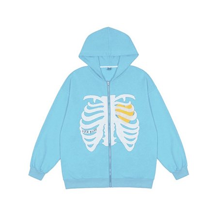 Skulls Print Ylisuuret Takit Takki Vetoketjuhupparit Huppari