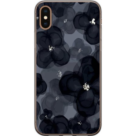 Kompatibelt Mobilskal till Apple Apple iPhone XS Max Abstrakt mörkt blommönster i svartgrå toner med elegant och dramatisk känsla