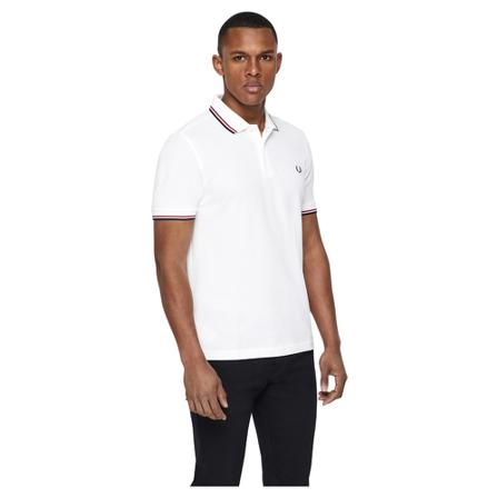 Fred Perry, Twin Tipped Poleshirt Biały, Mężczyzna, Rozmiar: 3XL