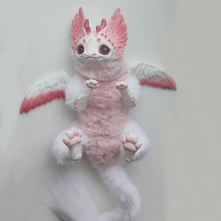 Fantastisk skapning hvit hornet flygende drage dukke utstoppet