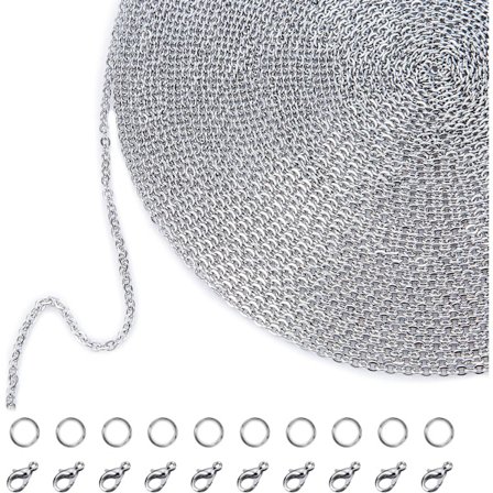 Lænke kæde, halskæde med 20 hummerlåse og 30 ringe, til smykker, 1,5