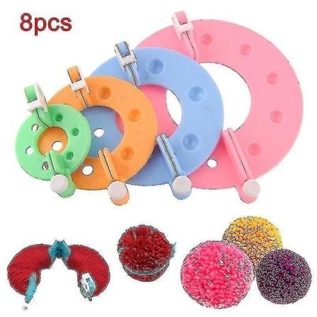 8 st Pompom Maker Kit Stickning Hantverk Olika Storlekar Plyschboll Tillverkningsverktyg