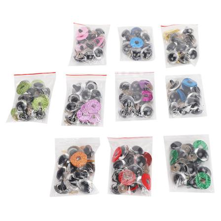 Turvalliset silmät värikkäillä glitter-aluslevyillä nukkepehmoleluille 20 mm