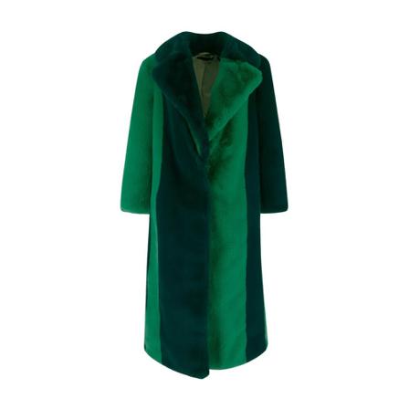 Rotate Birger Christensen, Colorblock Coat Faux Fur Groen, Dames, Maat:XS