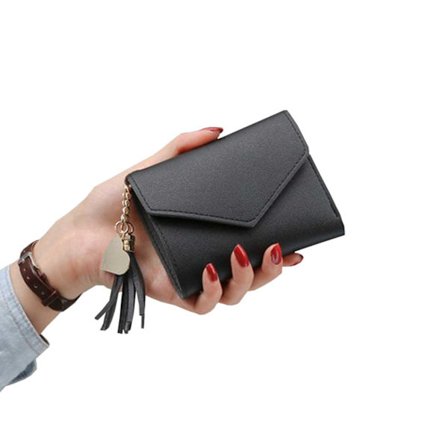 Lille Sort Pung Dame Kvinde Læder Kæde Tassel Guld Sort