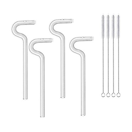 Rynkfria sugrör, återanvändbara glas sugrör i flöjtstil, böjbara rynkfria sugrör