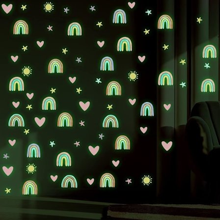Regnbågsklistermärken Lysande Regnbågsväggklistermärken Färgglada Regnbågsväggklistermärken Vattenfärg Väggklistermärken för Barnkamma Bebis Flickor 