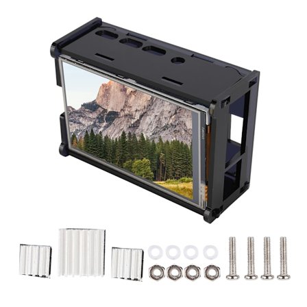 3,5 tuuman 320x480 resoluution taustavalaistu LCD-kosketusnäyttö mustalla kotelolla Raspberry Pi 4B:lle