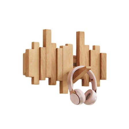 Tre Piano Klesstativ Veggmontert Klesstativ Multifunksjonelt Sammenleggbart Henger Estetisk Romdekorasjon Bøk 4 Kroker