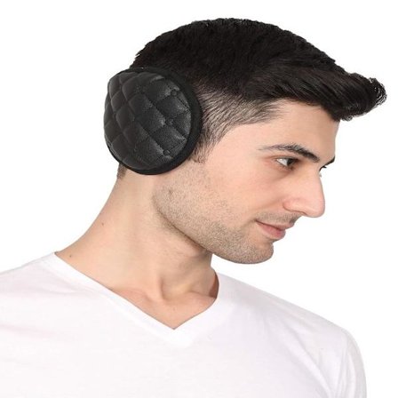 2 stk. Sorte ternede mode hovedbeklædninger imiteret pels ørevarmer/øremuffer - Bag hovedet stil vinter øremuffer til mænd og kvinder