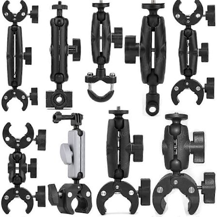 Motorsykkel Sykkel Dobbel Klemme Brakett For Insta360 One X2 X3 X4 GoPro 12 11 10 SJCAM Selfie Stick Monopod Feste Styre Stand