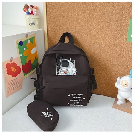 Student skolesekk ny liten barneskolesekk hann og hun baby søt barnehage ryggsekk frisk flow-svart