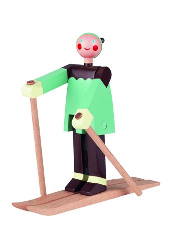 Skidåkare Boje, Pojke Multi Home Decoration Christmas Decoration Wooden Figures Multi/mönstrad Kay Bojesen