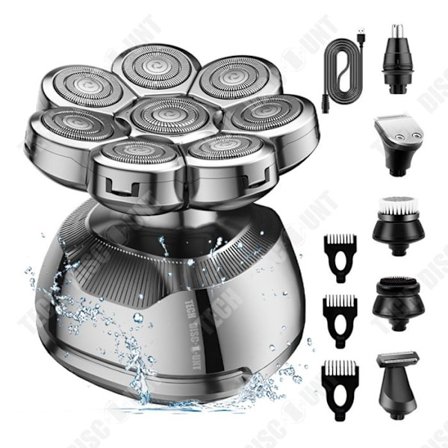 Elektrisk barbermaskine - TECH DISCOUNT - 8 blade - Vandtæt IPX6 - Multifunktionel - Sort