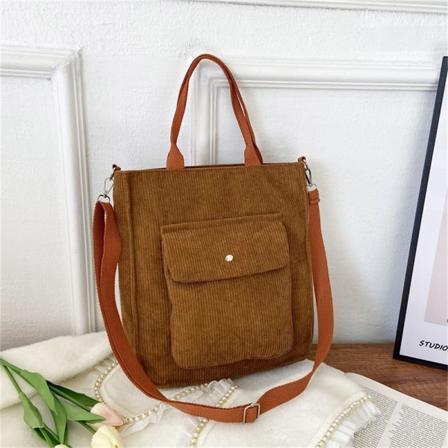 Corduroy Skulderveske Tote Håndvesker BRUN brown