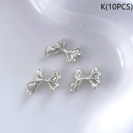 10 kpl Alloy Bownot Nails Art Decoration Sliver Gold Nail Charms K