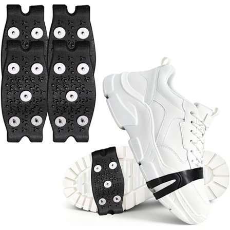 Sklisikre piggsko for snø og is, 5 tann-pigger is-snø-pigger for sko og støvler, elastiske silikon vinter-is-grips anti-skli knotter for fotturer