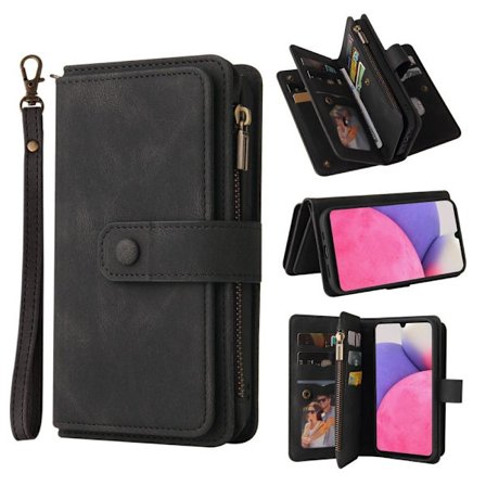 SKALO Samsung A33 5G Big Wallet 17-RUM Pungetui - Sort