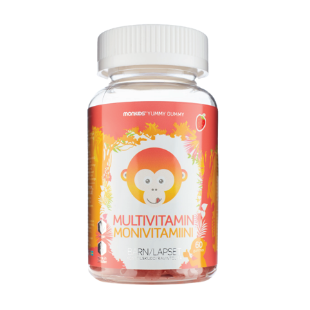 Monkids Multivitamin Barn, Jordbær, 60 stk.