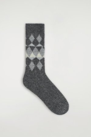 COS Femme Chaussettes En Cachemire Fair Isle in Gris