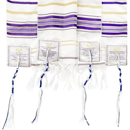 Messianskt kristen Sjal/Tallit - Messias Tallit, Lila (72 x 22 tum)