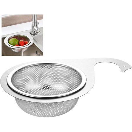 Rustfritt stål hengende vask silkurv, multifunksjonell vask dørslag og matavfallsfilter med rask drenering, kjøkkenverktøy for