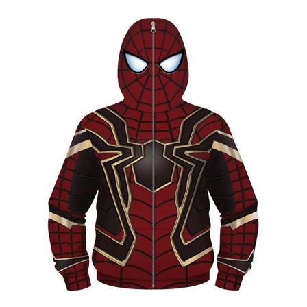 4-13 år Barn Spider-man Hettegensere Hette Zip Coat Jakke Topper Yttertøy Gaver CMK Dark Red Spiderman 6-7 Years