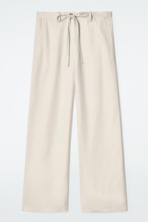 COS Damen Hose Mit Weitem Bein Und Bindedetail - Beige