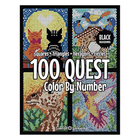 100 QUEST Mal etter nummer - Puslespill malebok for voksne, Bærbar enkel malebok Perfekt gave Standard