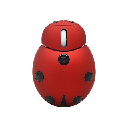 Cute Wireless Mouse Ladybug Design Dual Mode Compatible - Optical Plastic Mouse for All Computers No Batteries