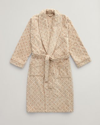 GANT - Morgenkåpe med monogrammønster, unisex dry sand