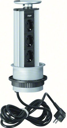 Hager G7043LED Bordsmodul 3 jordade uttag, LED, Installationsmaterial