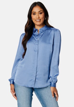 VILA Ellette Satin L/S Shirt English Manor Klær