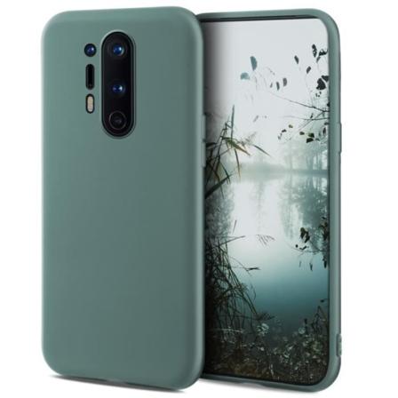 Moozy Minimalist Series Silikonfodral för OnePlus 8 Pro, Smoke Blue - Matt finish, Smal Tunn Mjuk TPU Fodral Cover Rökt blå