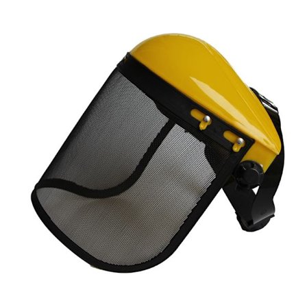 Visir i stålmesh och justerbara hörselkåpor, ansikts-, panna- och öronskydd