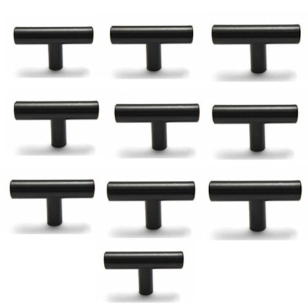 Aluminiumhandtag - Dörrhandtag - Matt svart - 10 st - 10 mm