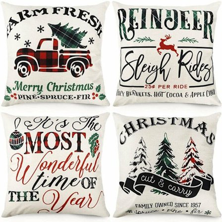 Jul kuddfodral semester bomull kudde bondgård kudde rutig kuddar