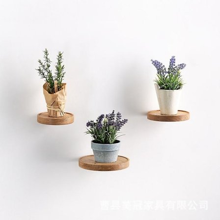 2 stk Tykke Flytende Hylle i Tre, Rund Veggmontert Hylle, Husholdnings Hylle i Tre for Diverse Småting