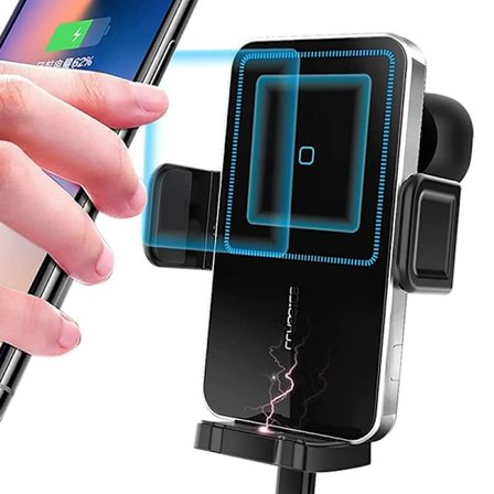 Trådløs oplader til bil, 15W mobiltelefonholder til bil induktion 2 i 1 sølv