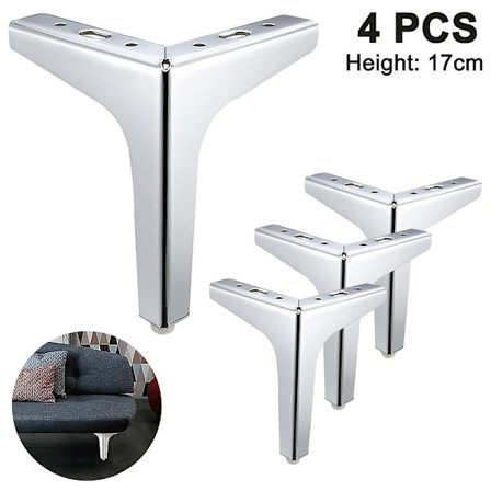 Piao Silver 17cm 4-pack Metall Möbel Soffa Ben, Modern Stil DIY Möbelfötter Ersättning, Triangelbord Skåp Skåp Fötter Tungt För Dre