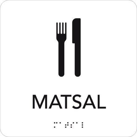 UniGraphics 6705387 Skylt matsal, taktil, 150 x 150 mm Vit, svart text, Skyltar